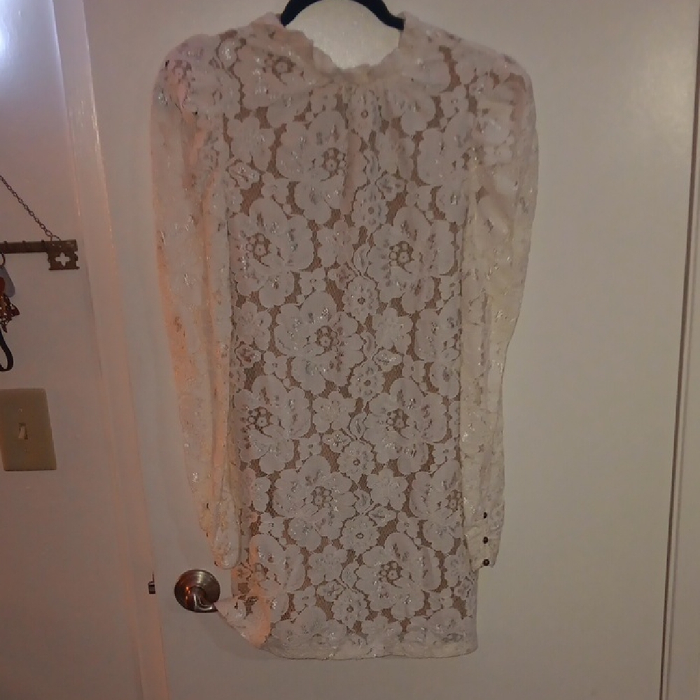 Wayf Floral Lace Cream Dress - Picture 1 of 4